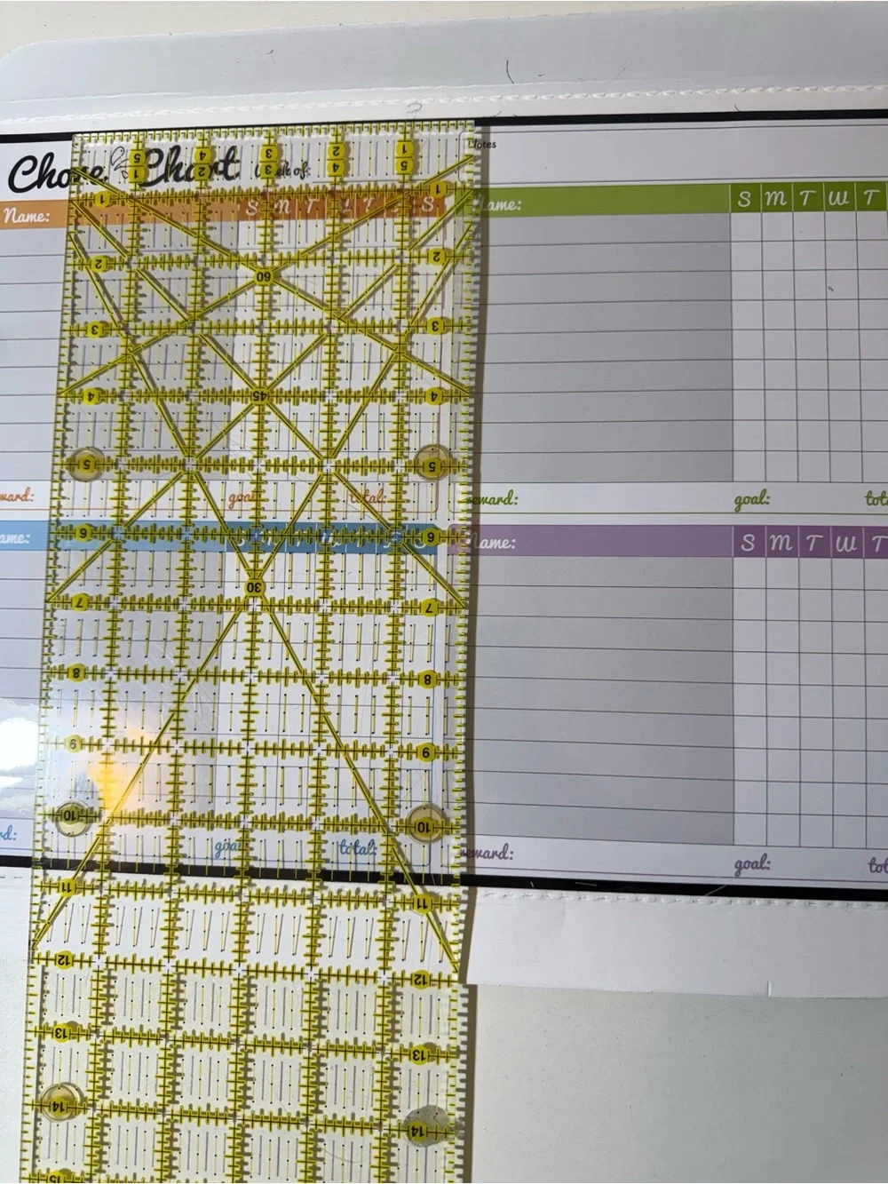 Magnetic Home Office Chore Chart - White with Multicolor Sections